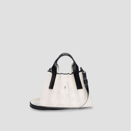 JOSEPH AND STACEY - Lucky Pleats Canvas Tote Small Ivory_Black